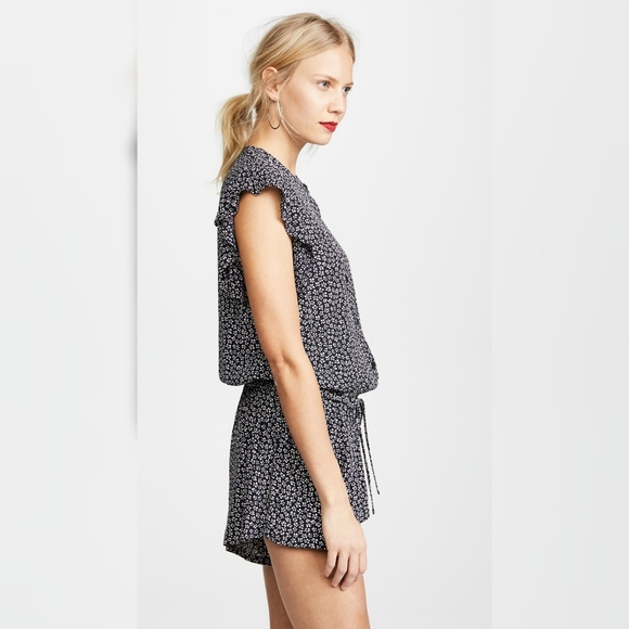 Rails Ellie petals romper floral black white sz M - Picture 3 of 7